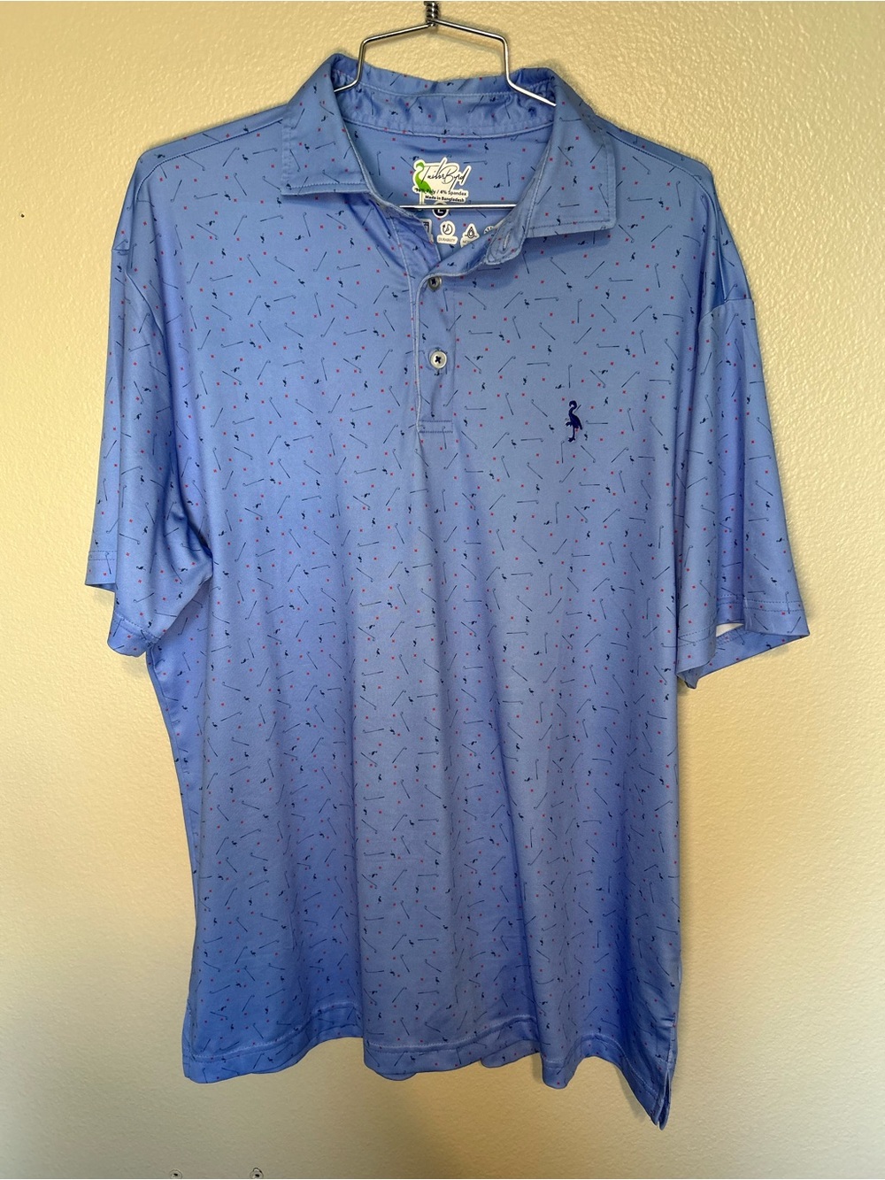 TaylorByrd Flamingo Golf Polo Shirt Size Large